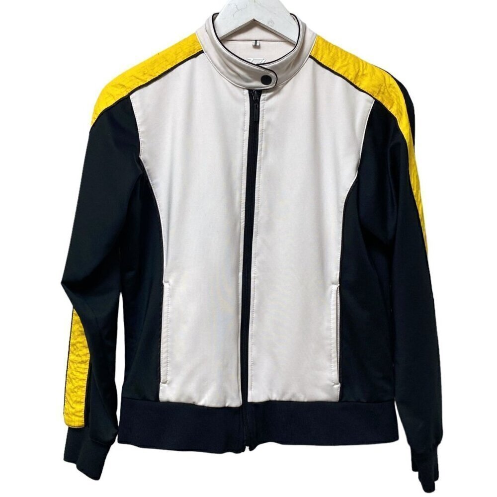 TAIL Womens Golf Jacket Size Small White Black Yellow Colorblock Sporty Zip Fron